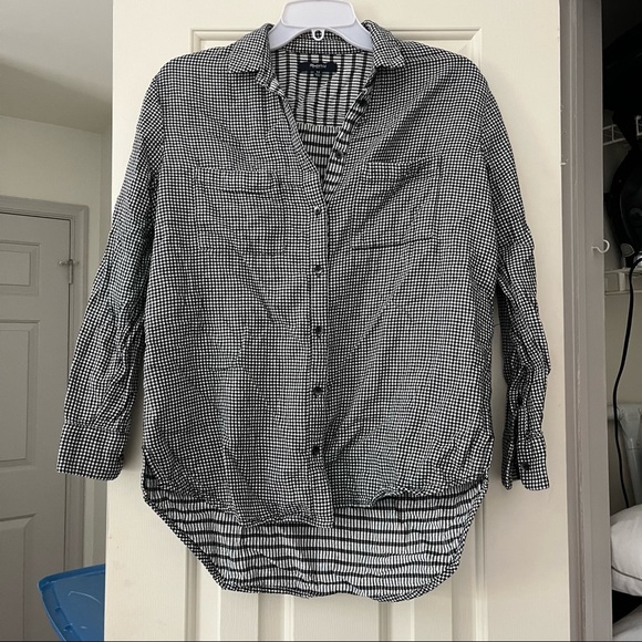 Madewell Black and White Flannel Button Down Shirt - Picture 1 of 4